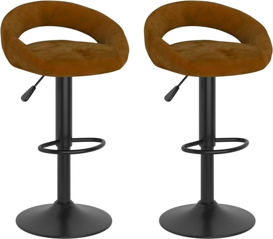 VidaXL Barkrukken 2 stuks Fluweel Bruin Barkruk Barkrukken Barkrukje Barkrukjes