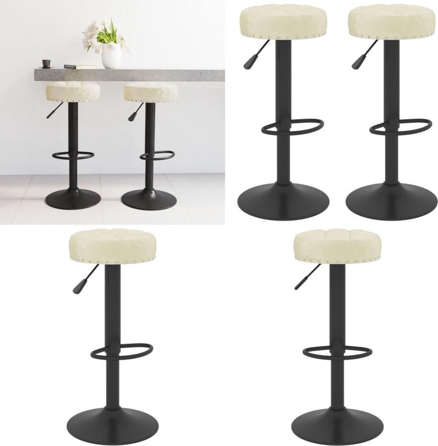 VidaXL Barkrukken 2 st fluweel crèmekleurig Barkruk Barkrukken Barkrukje Barkrukjes