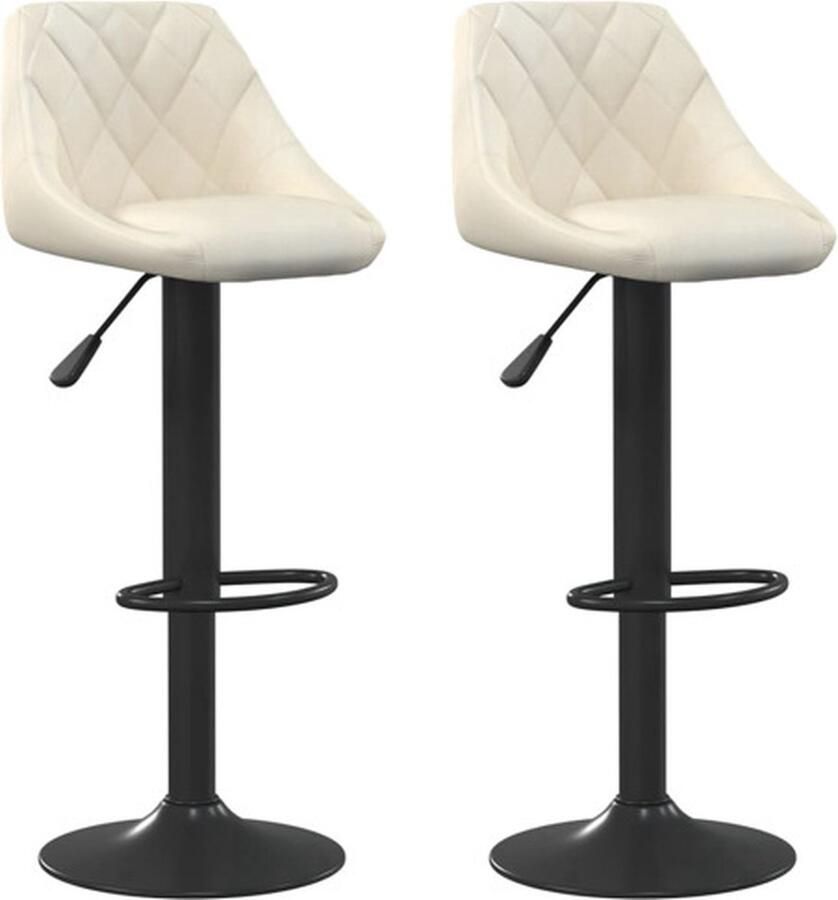 VidaXL Barkrukken 2 st fluweel crèmekleurig Barkruk Barkrukken Barkrukje Barkrukjes