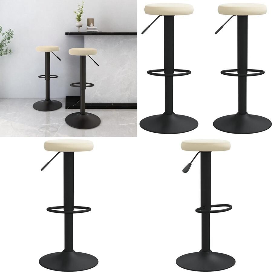 VidaXL Barkrukken 2 st fluweel crèmekleurig Barkruk Barkrukken Kruk Krukken