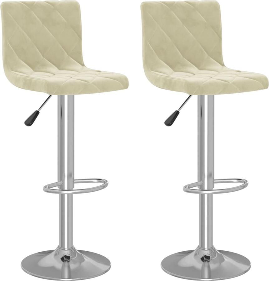VidaXL Barkrukken Fluweel Crèmekleurig 2 st Barstoel Barkruk Eetkamerstoel Lounge Stoel Design Meubilair Fluweel Stoel Vintage Stijl Industriële Stoel