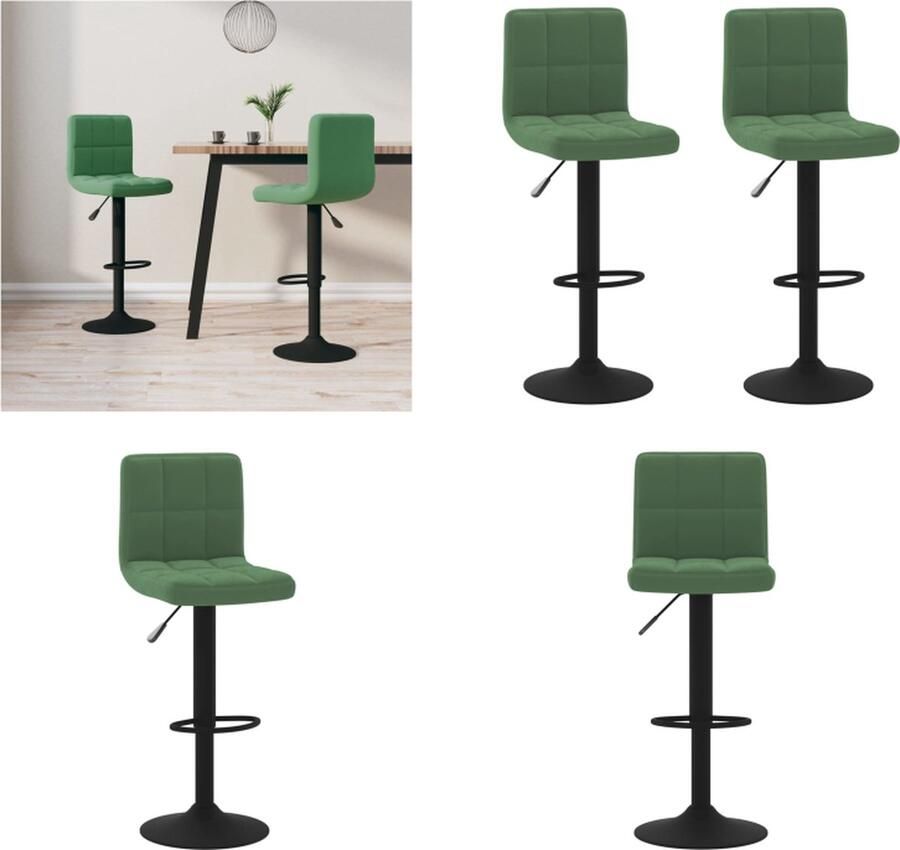 VidaXL Barkrukken 2 st fluweel donkergroen Barkruk Barkrukken Barkrukje Barkrukjes