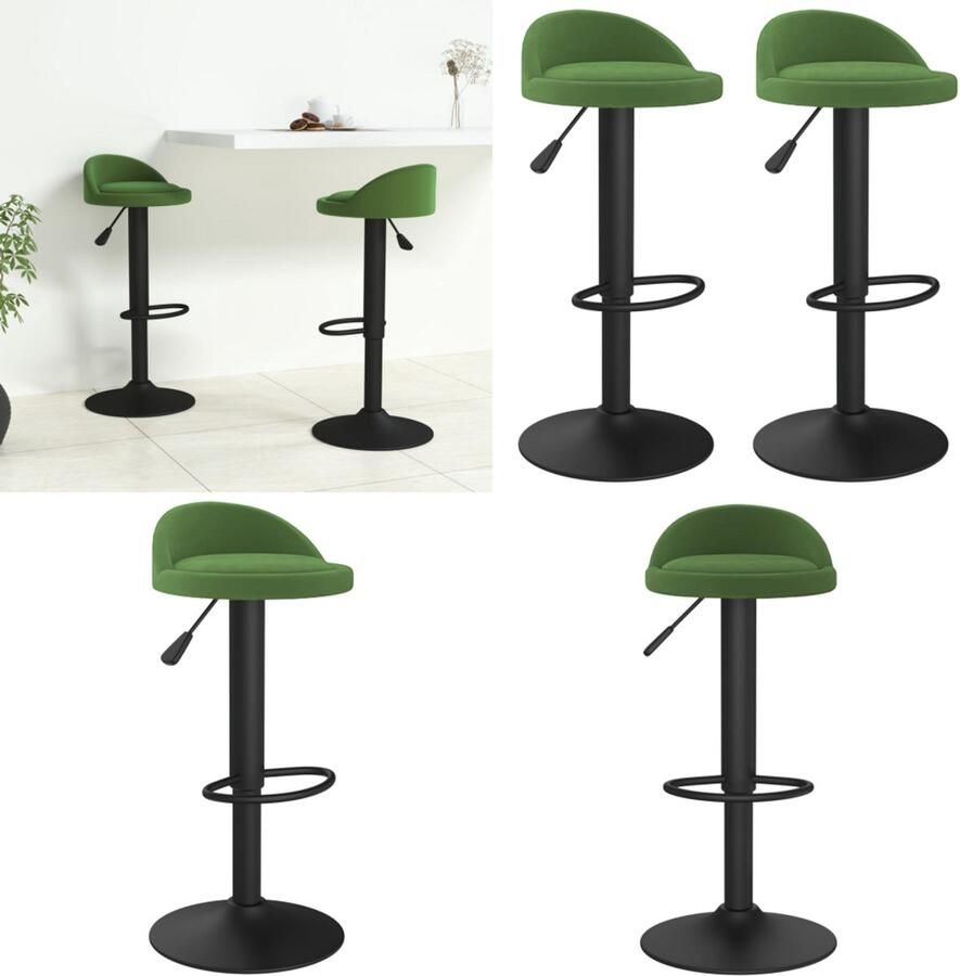 VidaXL Barkrukken 2 st fluweel donkergroen Barkruk Barkrukken Barkrukje Barkrukjes