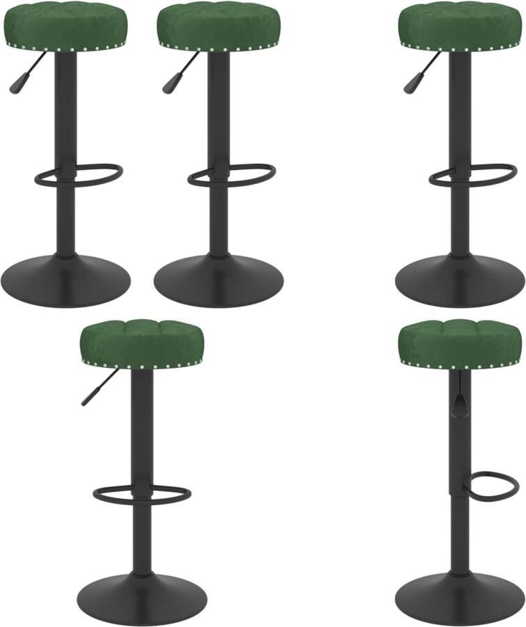 VidaXL Barkrukken 2 st fluweel donkergroen Barkruk Barkrukken Barkrukje Barkrukjes