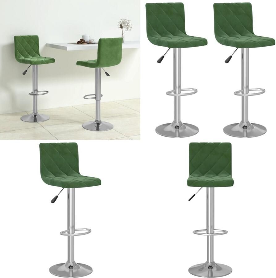 VidaXL Barkrukken 2 st fluweel donkergroen Barkruk Barkrukken Barkrukje Barkrukjes