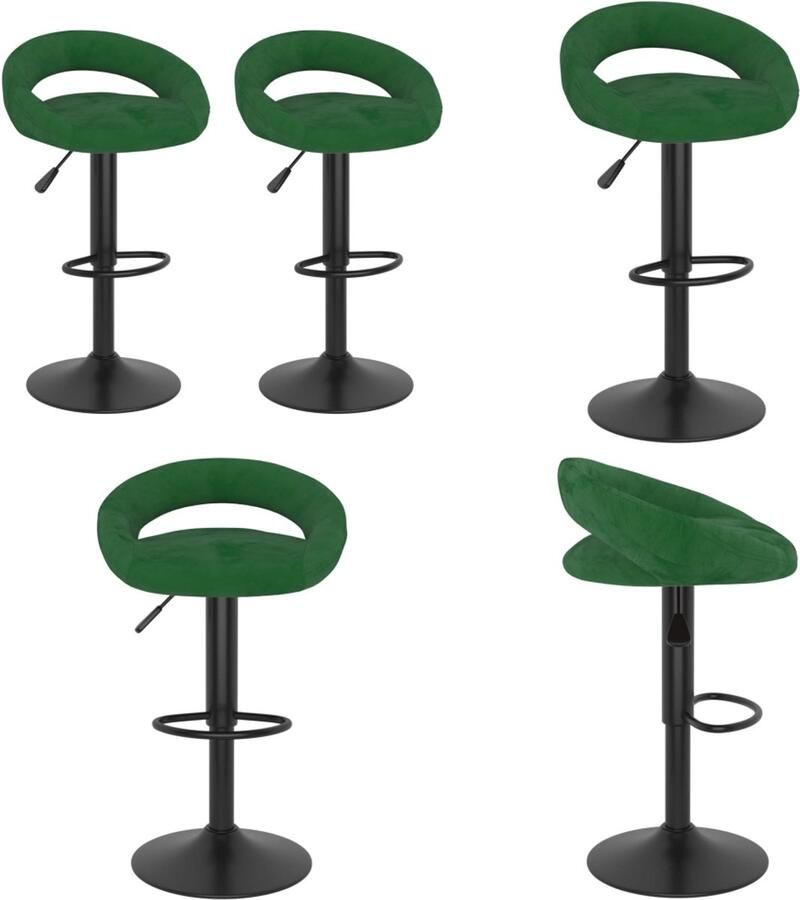 VidaXL Barkrukken 2 st fluweel donkergroen Barkruk Barkrukken Stoel Ontbijtbarkruk