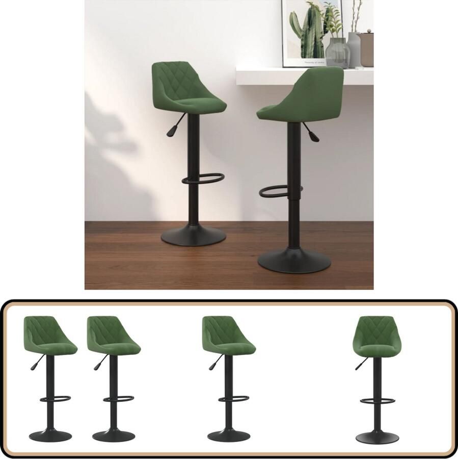 VidaXL Barkrukken 2 st Fluweel Donkergroen Barstoel Barkruk Eetkamerstoelen Lounge Stoel Fluweel Meubilair Donkere Kleuren Industriële Stijl Modern Design