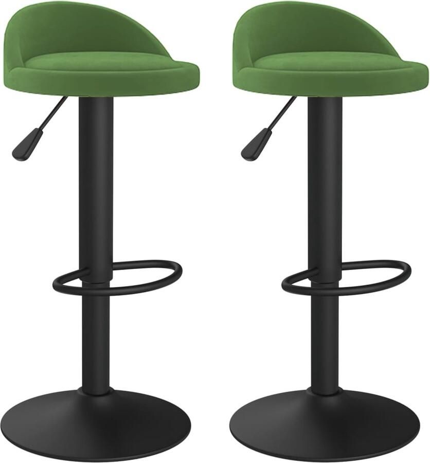 VidaXL Barkrukken Fluweel Donkergroen Set van 2 Barstoel Barkruk Eetkamerstoel Lounge Stoel Velvet Stoel Groene Stoel Industriële Stoel Gasveren Stoel Draaibare Stoel Adjustable Height Chair