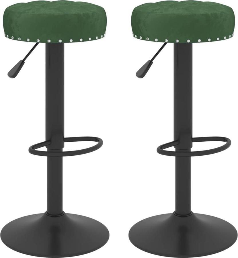 VidaXL Barkrukken 2 st fluweel donkergroen