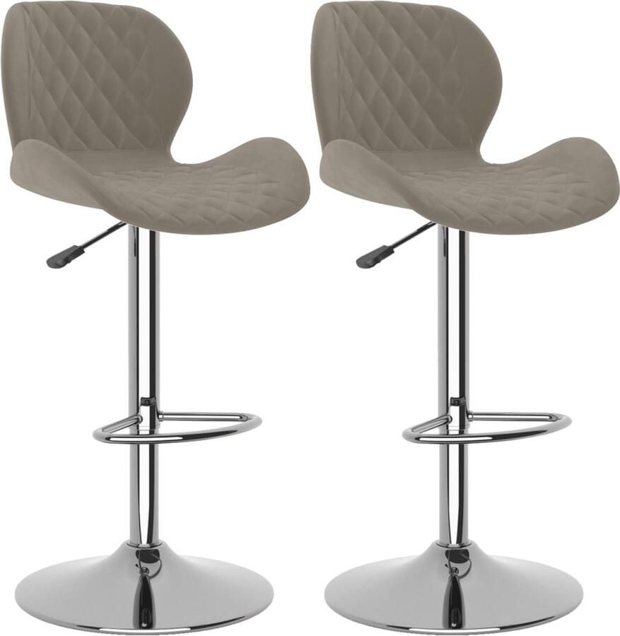 VidaXL Barkrukken 2 st Fluweel Lichtgrijs Barstoel Barkruk Stoel Lounge Stoel Comfortabele Stoel Moderne Stoel Fluweel Stoel Grijze Stoel