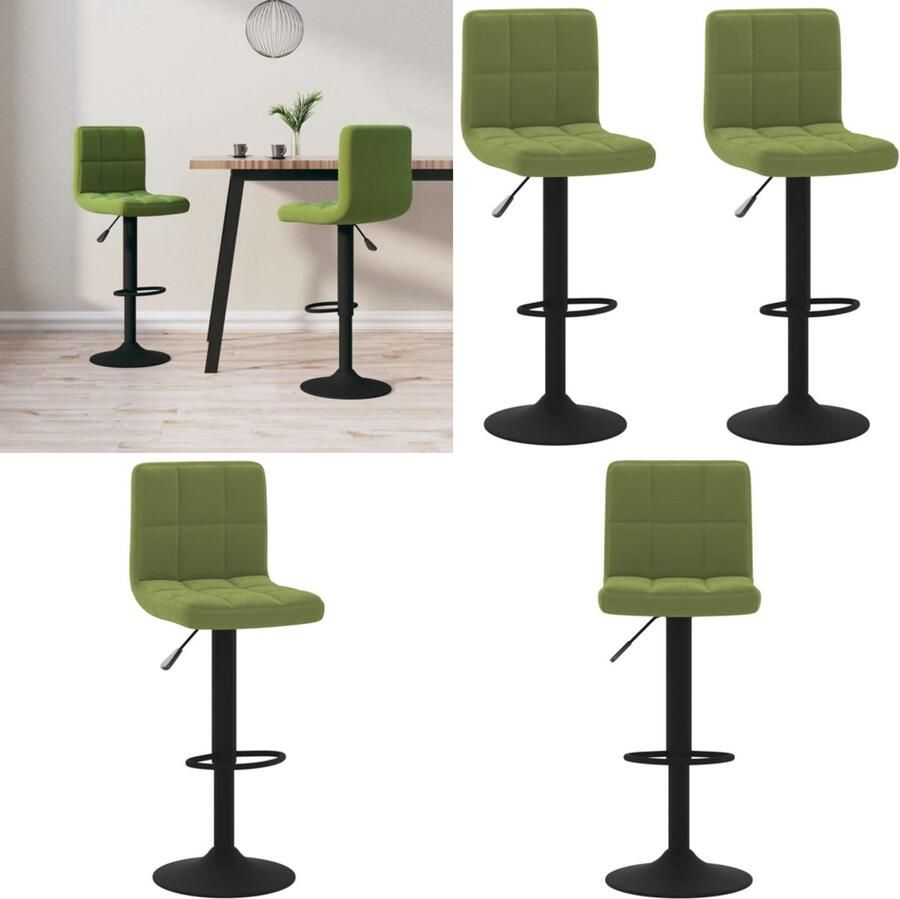 VidaXL Barkrukken 2 st fluweel lichtgroen Barkruk Barkrukken Barkrukje Barkrukjes