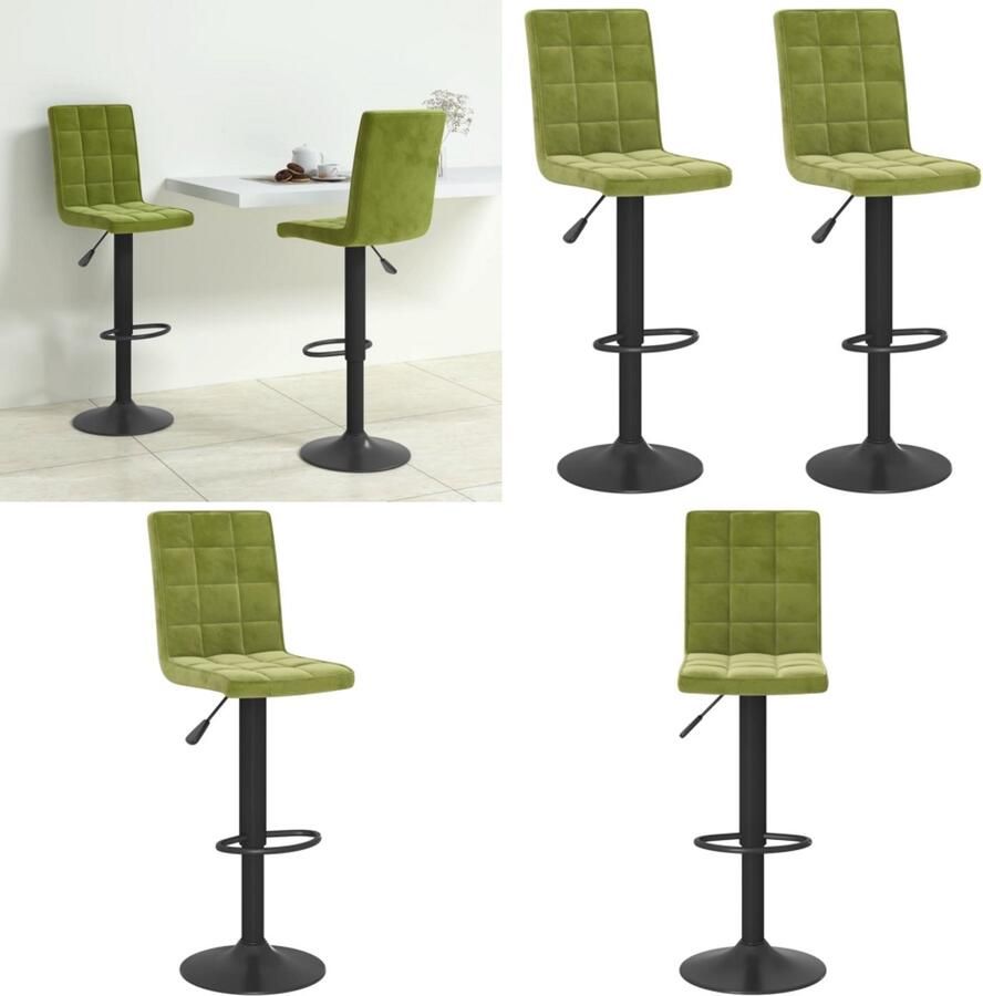 VidaXL Barkrukken 2 st fluweel lichtgroen Barkruk Barkrukken Barkrukje Barkrukjes