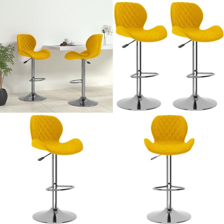 VidaXL Barkrukken 2 st fluweel mosterdgeel Barkruk Barkrukken Barkrukje Barkrukjes