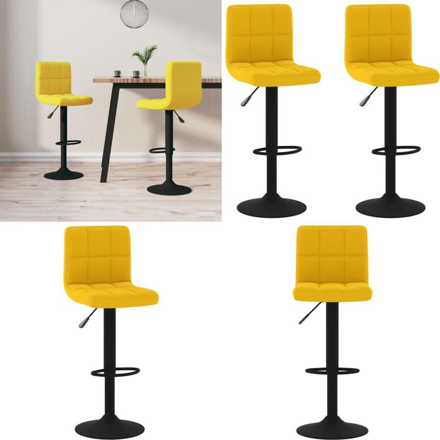 VidaXL Barkrukken 2 st fluweel mosterdgeel Barkruk Barkrukken Barkrukje Barkrukjes