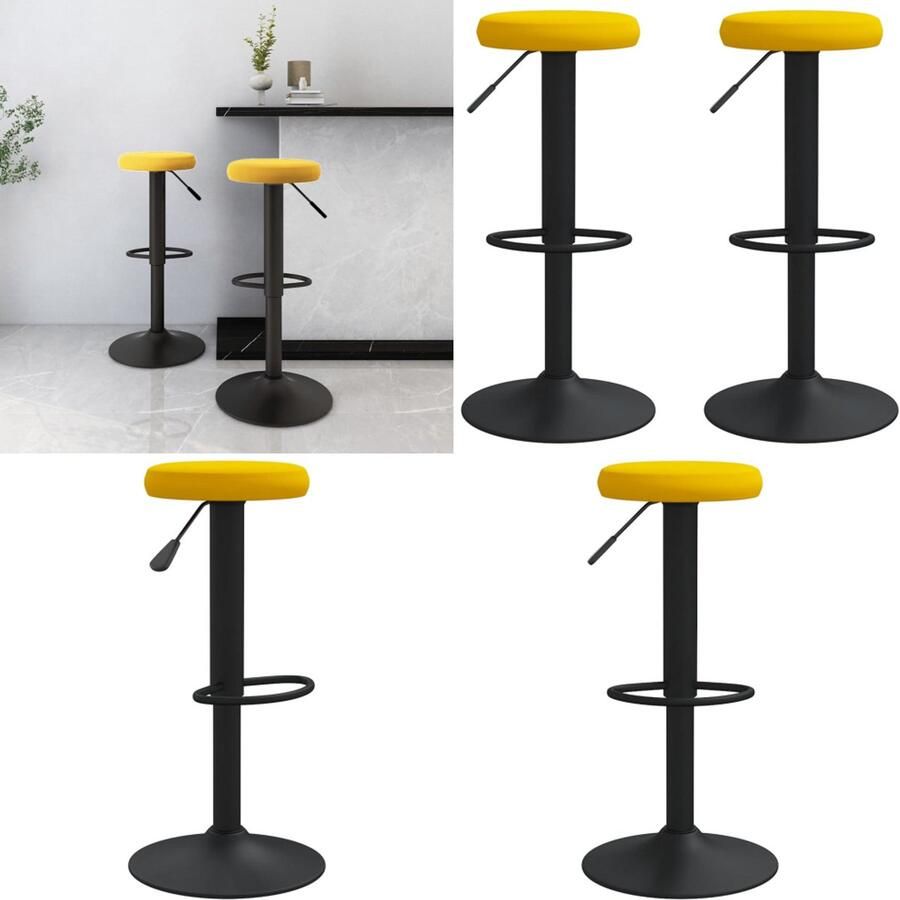 VidaXL Barkrukken 2 st fluweel mosterdgeel Barkruk Barkrukken Kruk Krukken