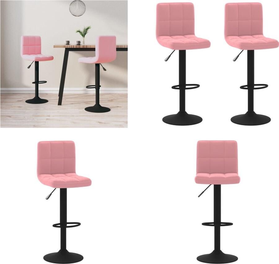 VidaXL Barkrukken 2 st fluweel roze Barkruk Barkrukken Barkrukje Barkrukjes - Foto 2