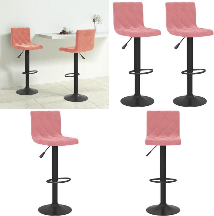 VidaXL Barkrukken 2 st fluweel roze Barkruk Barkrukken Barkrukje Barkrukjes