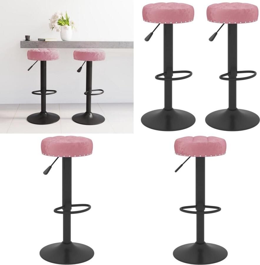 VidaXL Barkrukken 2 st fluweel roze Barkruk Barkrukken Barkrukje Barkrukjes