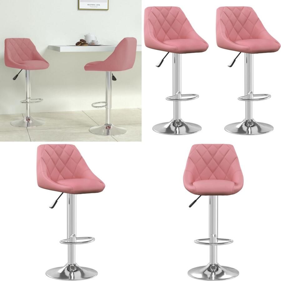 VidaXL Barkrukken 2 st fluweel roze Barkruk Barkrukken Barkrukje Barkrukjes