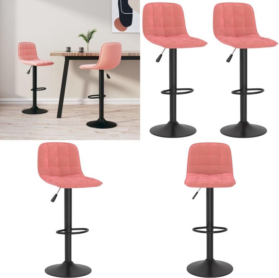 VidaXL Barkrukken 2 st fluweel roze Barstoel Barstoelen Stoel Stoelen