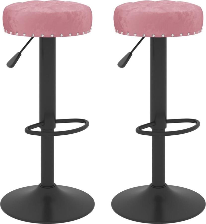 VidaXL Barkrukken 2 stuks Fluweel Roze Barstoel Barkruk Stoel Lounge Stoel Fluweel Stoel Rozerode Stoel Hoge Stoel