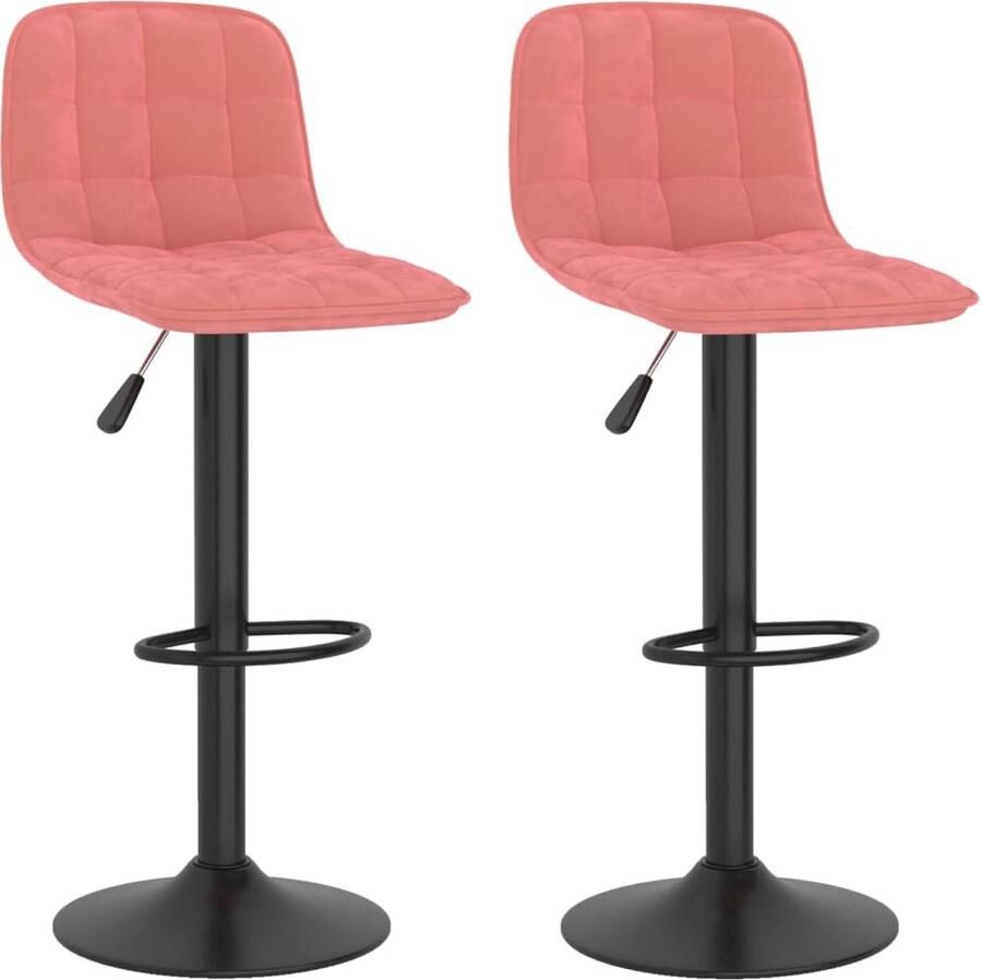 VidaXL Barkrukken Set van 2 Fluweel Roze Barstoel Velvet Stoel Rozerode Stoel Verhogbare Barstool Eetkamerstoel Lounge Stoel Keukenstoel Comfortabele Stoel Moderne Stoel Stijlvolle Stoel