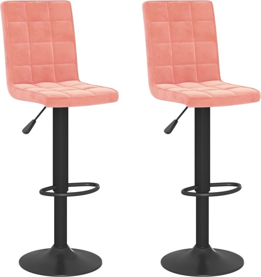 VidaXL Roze Fluwelen Barkrukken Set van 2 Barkrukken Stoelen Lounge Stoelen Rozen Kleur Fluweel Meubilair Moderne Stoelen Hoge Stoelen Barkrukken Set Eetkamerstoel