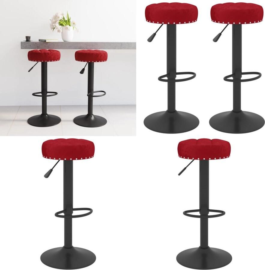 VidaXL Barkrukken 2 st fluweel wijnrood Barkruk Barkrukken Barkrukje Barkrukjes