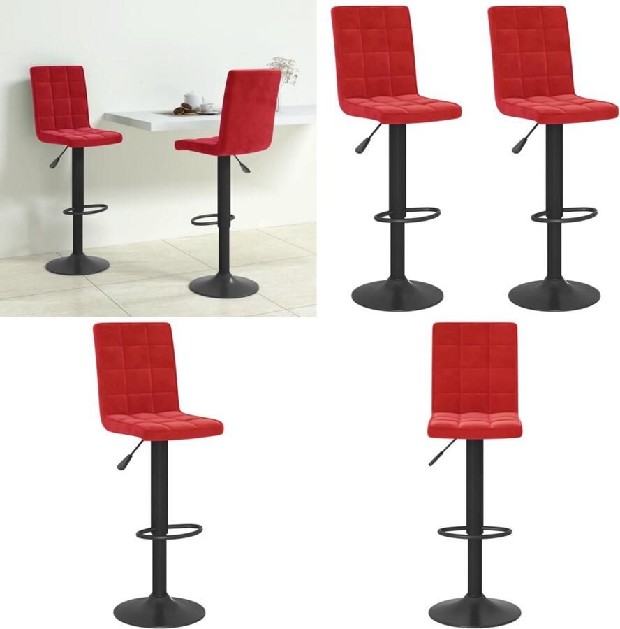 VidaXL Barkrukken 2 st fluweel wijnrood Barkruk Barkrukken Barkrukje Barkrukjes