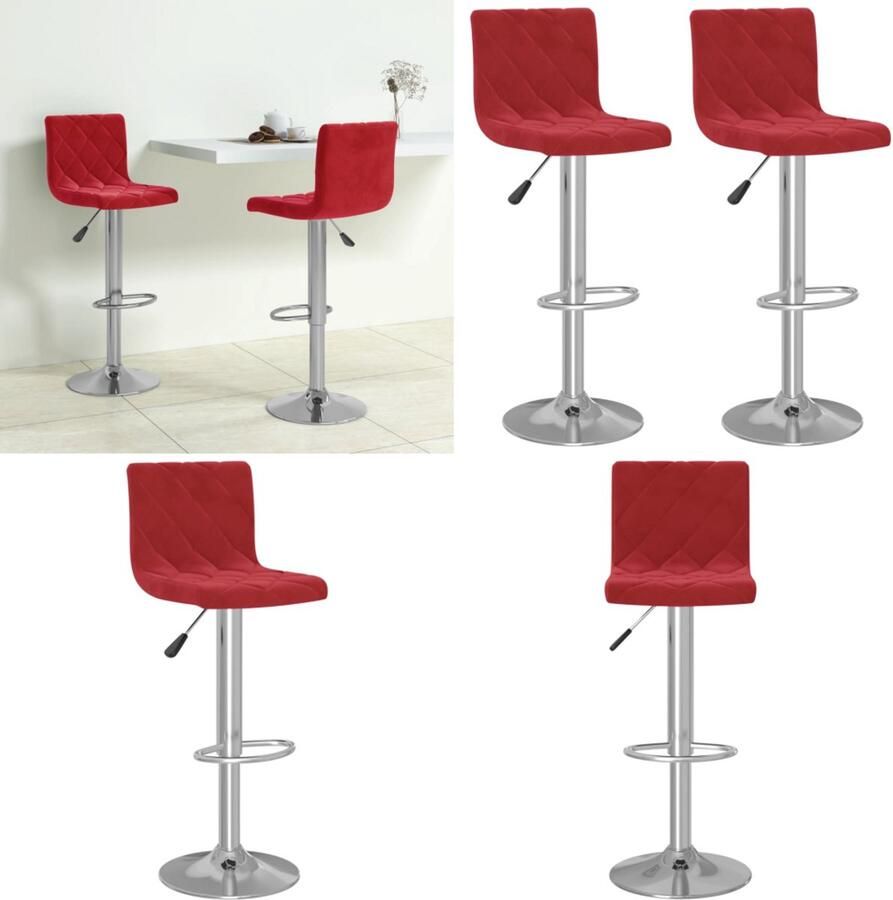 VidaXL Barkrukken 2 st fluweel wijnrood Barkruk Barkrukken Barkrukje Barkrukjes