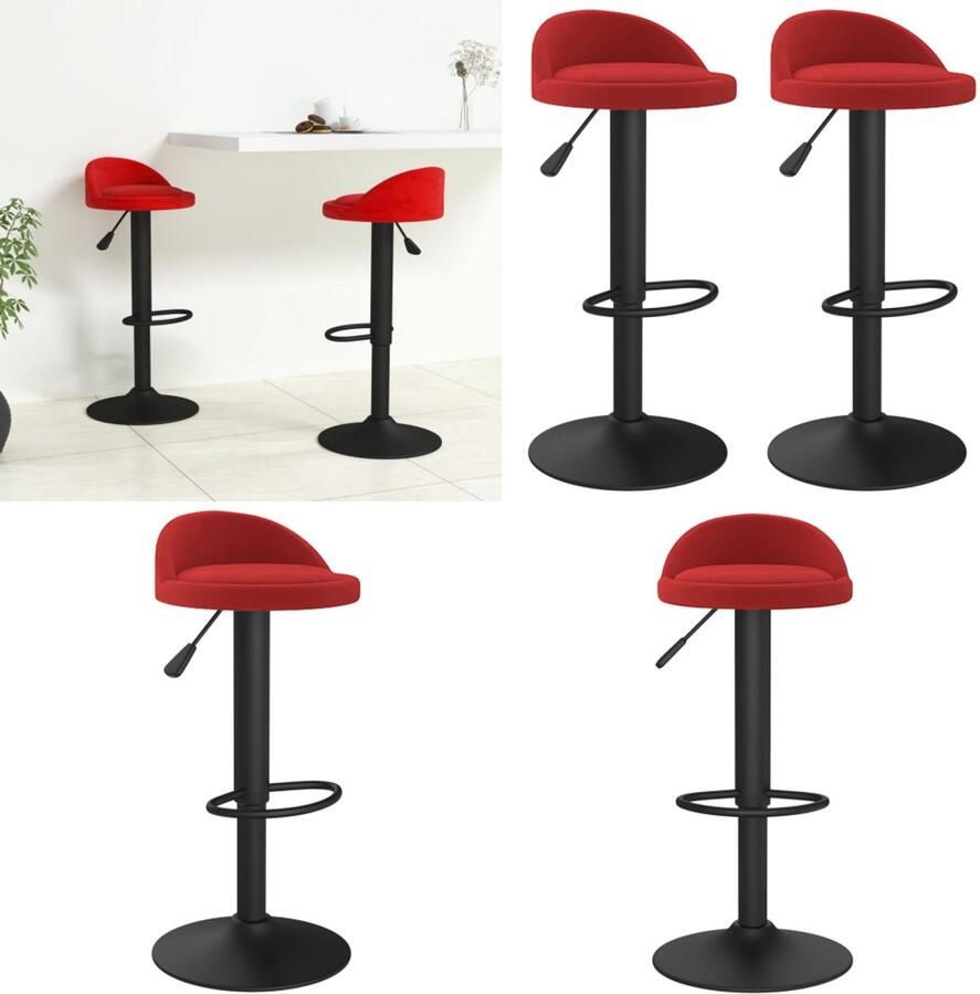 VidaXL Barkrukken 2 st fluweel wijnrood Barkruk Barkrukken Barkrukje Barkrukjes