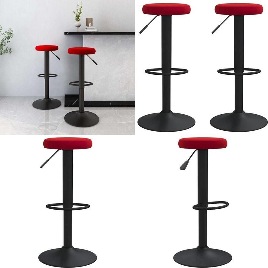 VidaXL Barkrukken 2 st fluweel wijnrood Barkruk Barkrukken Kruk Krukken