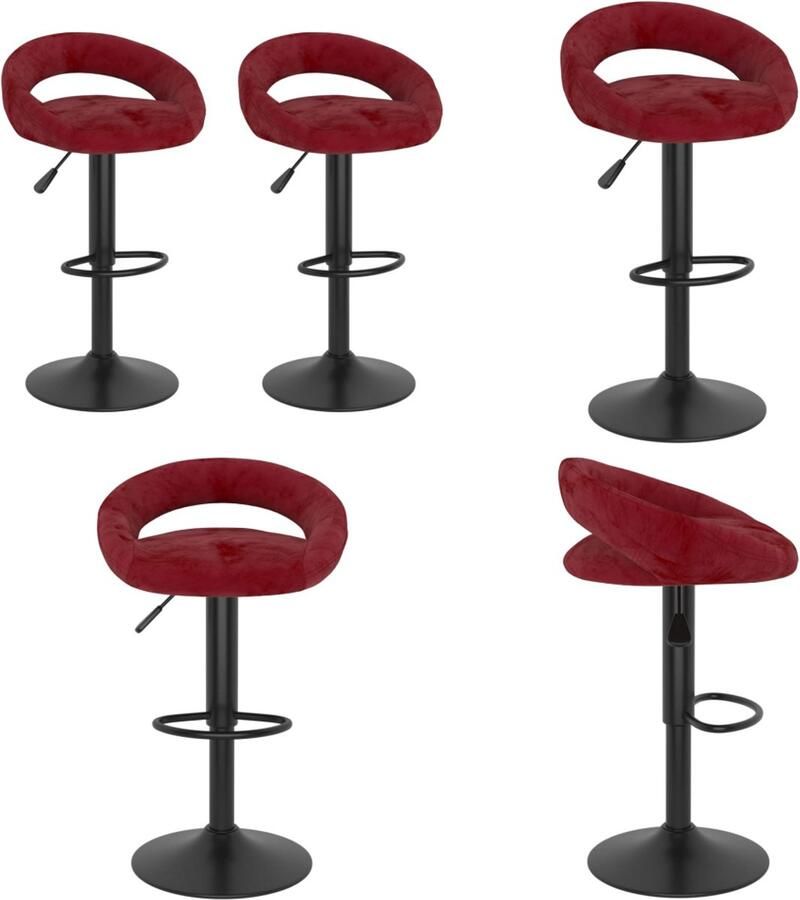 VidaXL Barkrukken 2 st fluweel wijnrood Barkruk Barkrukken Stoel Ontbijtbarkruk