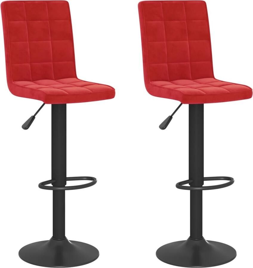 VidaXL Barkrukken 2 stuks Fluweel Wijnrood Barstoelen Velvet Stoel Rode Barkruk Gasveren Mechanisme Draaibare Barkruk Ergonomische Barkruk Eetkamerstoel Design Barkruk Lounge Stoel