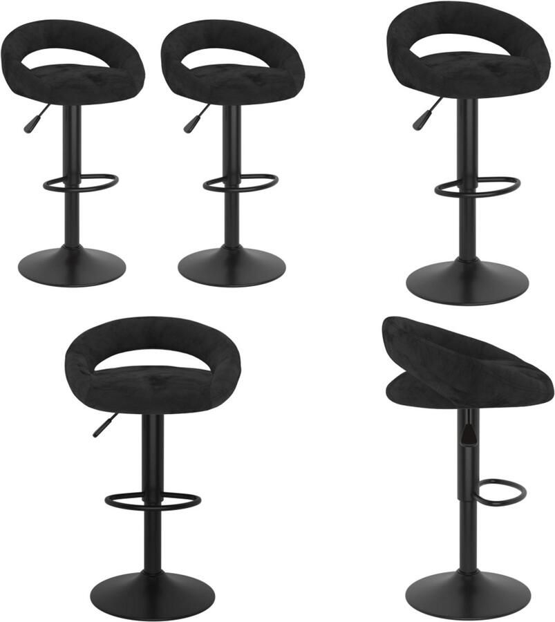 VidaXL Barkrukken 2 st fluweel zwart Barkruk Barkrukken Stoel Ontbijtbarkruk