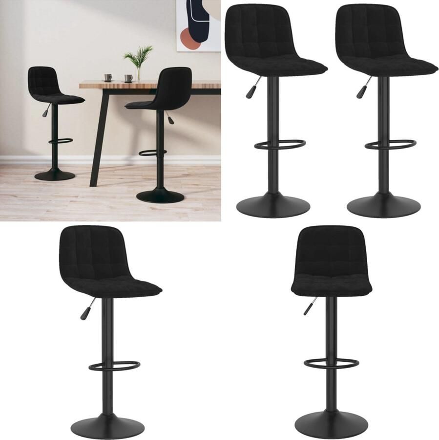VidaXL Barkrukken 2 st fluweel zwart Barstoel Barstoelen Stoel Stoelen
