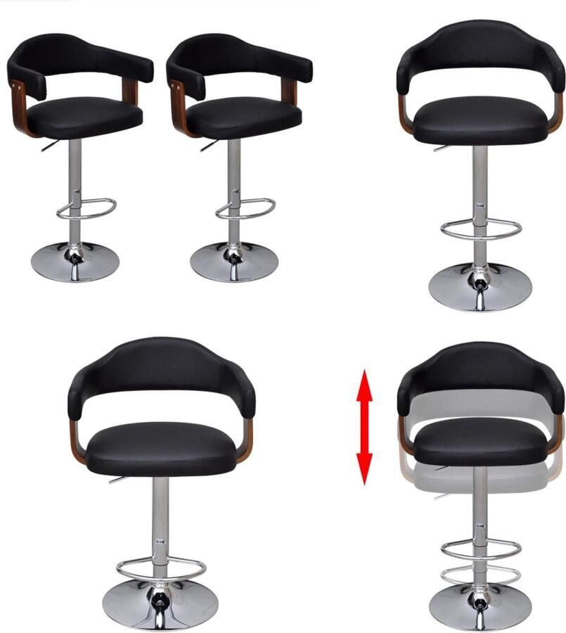 VidaXL Barkrukken 2 st gebogen hout Barkruk Barkrukken Aanrecht Stoelen Keukenstoelen