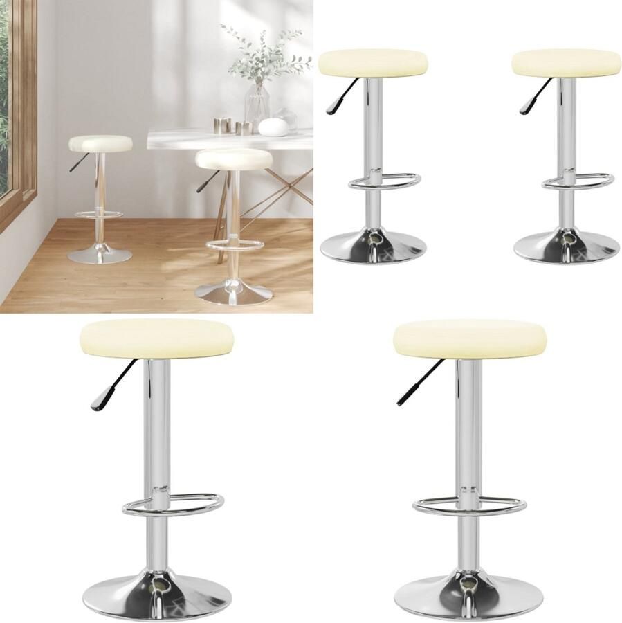 VidaXL Barkrukken 2 st kunstleer crèmekleurig Barkruk Barkrukken Kruk Krukken