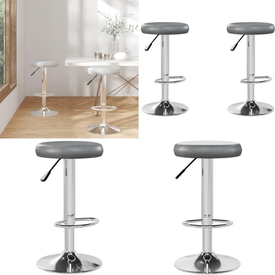 VidaXL Barkrukken 2 st kunstleer grijs Barkruk Barkrukken Kruk Krukken