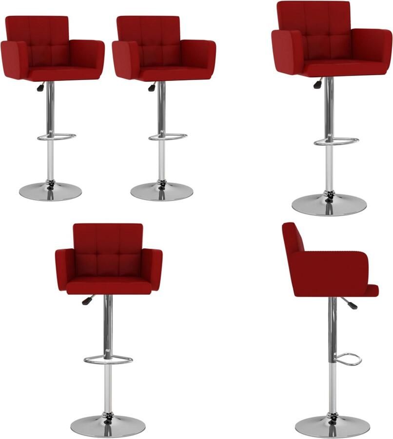 VidaXL Barkrukken 2 st kunstleer wijnrood Barkruk Barkrukken Bar Kruk Bar Krukken