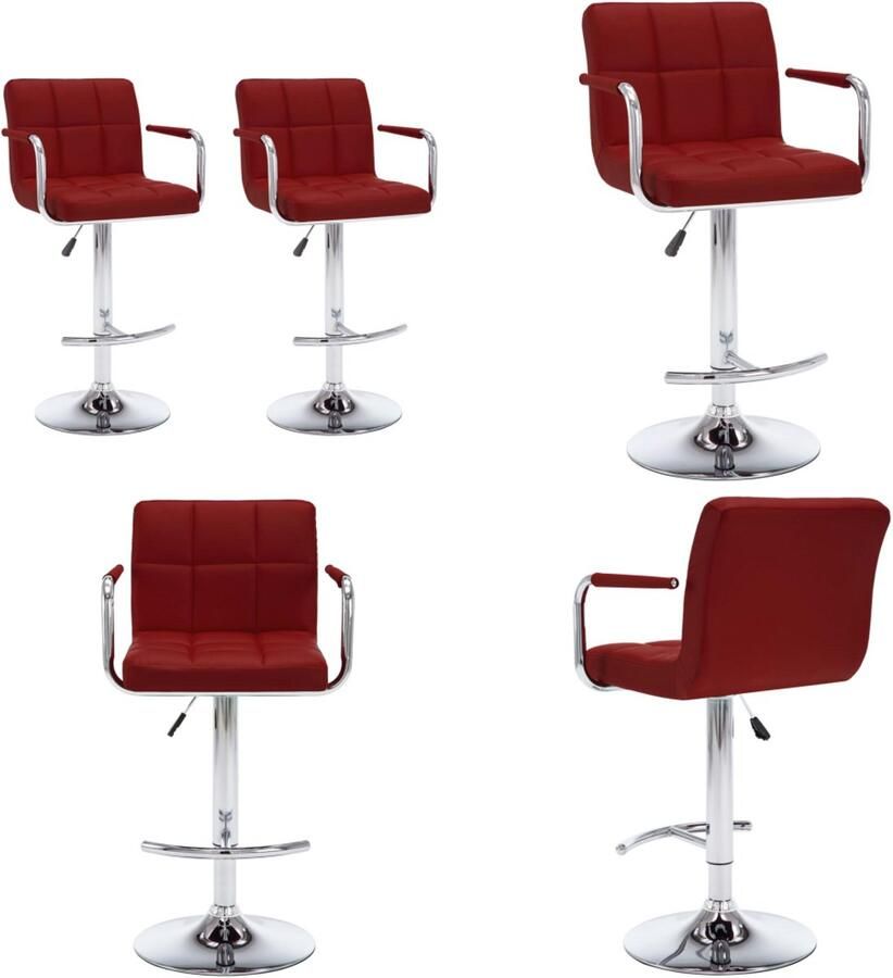 VidaXL Barkrukken 2 st kunstleer wijnrood Barkruk Barkrukken Bar Kruk Bar Krukken