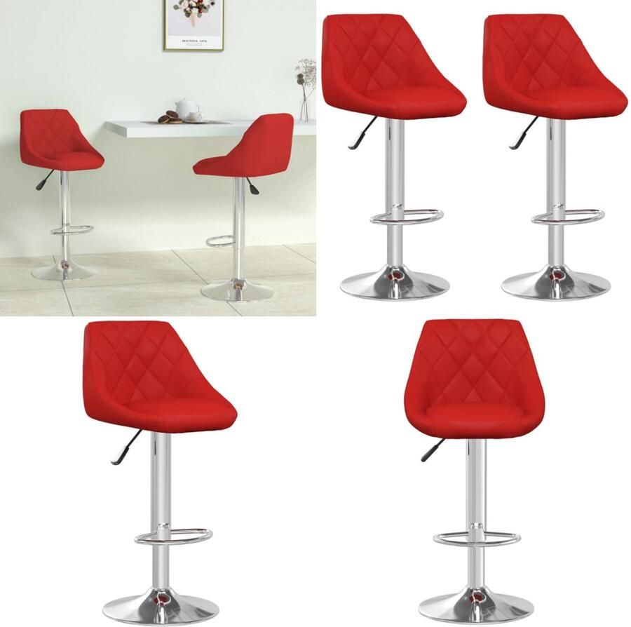 VidaXL Barkrukken 2 st kunstleer wijnrood Barkruk Barkrukken Barkrukje Barkrukjes