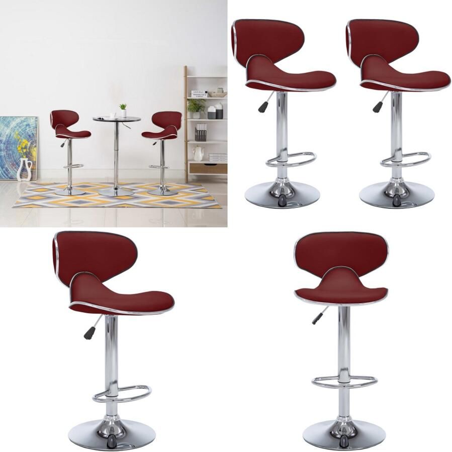VidaXL Barkrukken 2 st kunstleer wijnrood Barstoel Barstoelen Barkruk Barkrukken