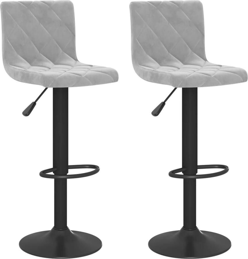 VidaXL Barkrukken 2 st lichtgrijs fluweel Barstoel Barkruk Stoel Lounge Stoel Velvet Stoel Zwarte Stoel Grijze Stoel Verstelbare Stoel