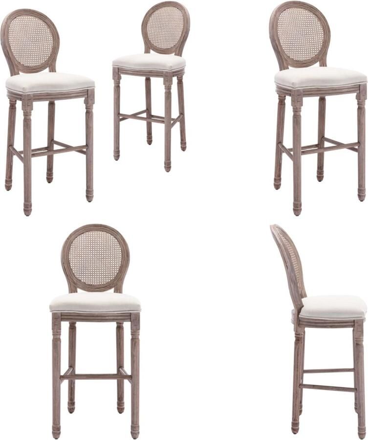 VidaXL Barkrukken 2 st linnen wit Barstoel Barstoelen Barkruk Barkrukken