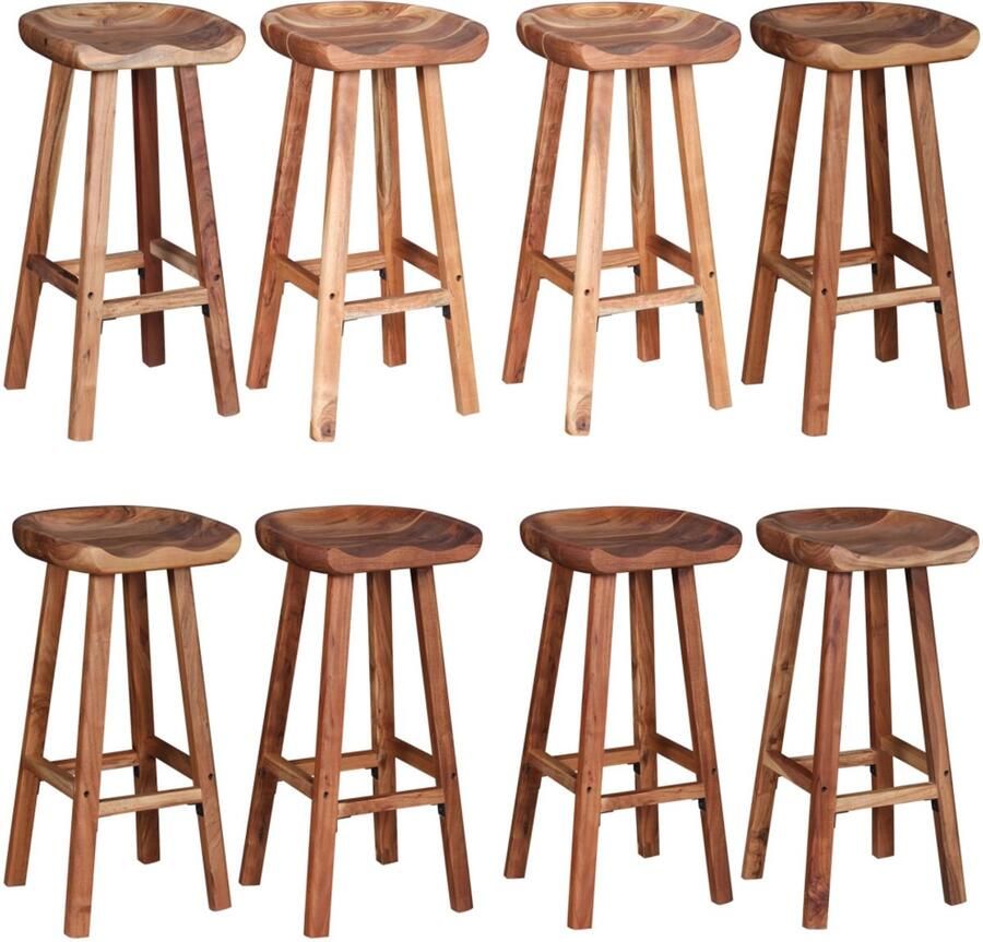 VidaXL Barkrukken 2 st massief acaciahout Barkruk Barkrukken Aanrecht Stoelen Keukenstoelen