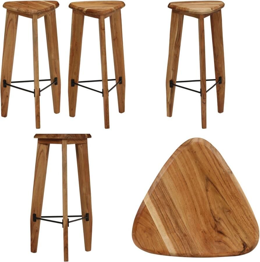 VidaXL Barkrukken 2 st massief acaciahout Barkruk Barkrukken Barstoel Barstoelen