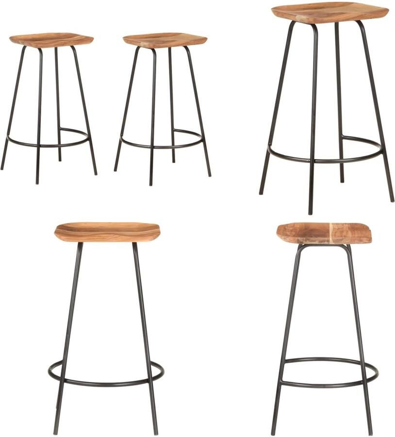 VidaXL Barkrukken 2 st massief acaciahout Barkruk Barkrukken Kruk Krukken