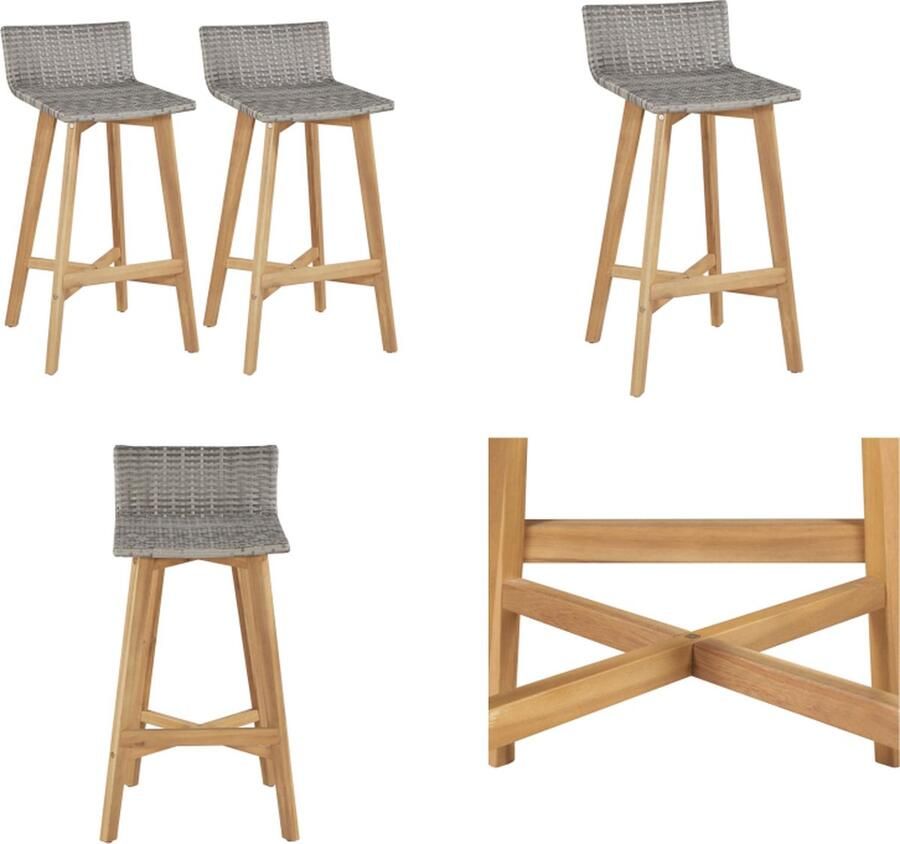 VidaXL Barkrukken 2 st massief acaciahout Barstoel Barstoelen Barkruk Barkrukken