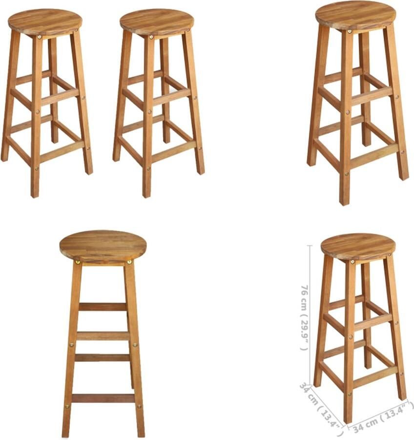 VidaXL Barkrukken 2 st massief acaciahout Barstoel Barstoelen Barkruk Barkrukken